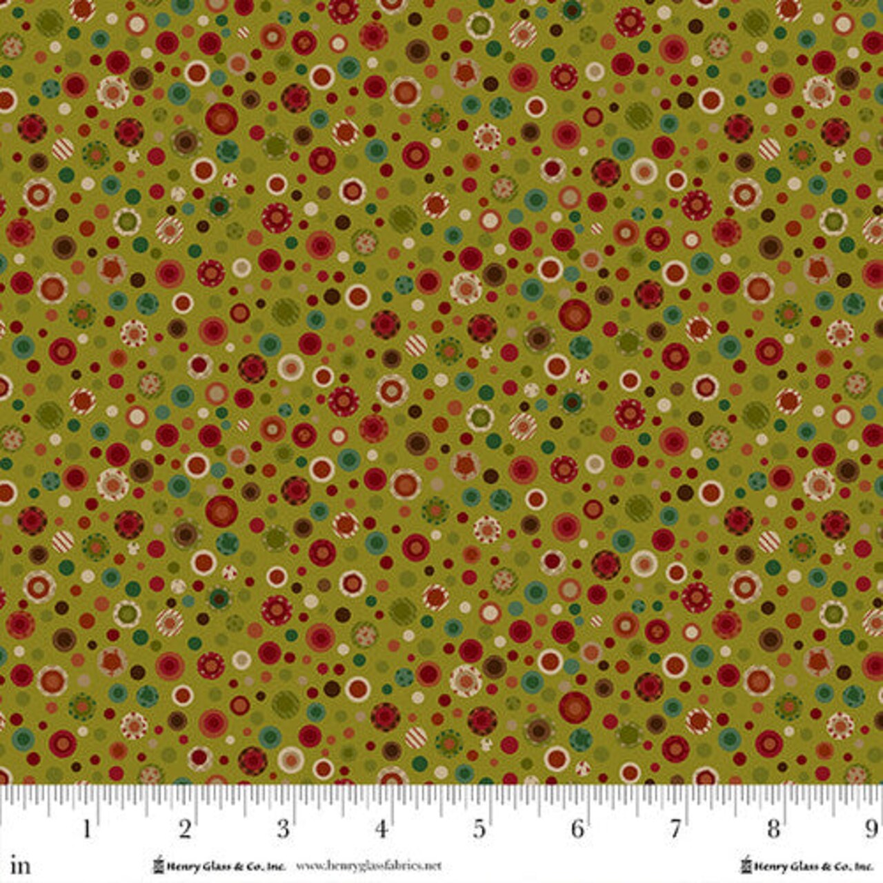 Fabric Henry Glass Medium Green Pennyberries Pennyberry Farm by the Quarter Yard 2020-66